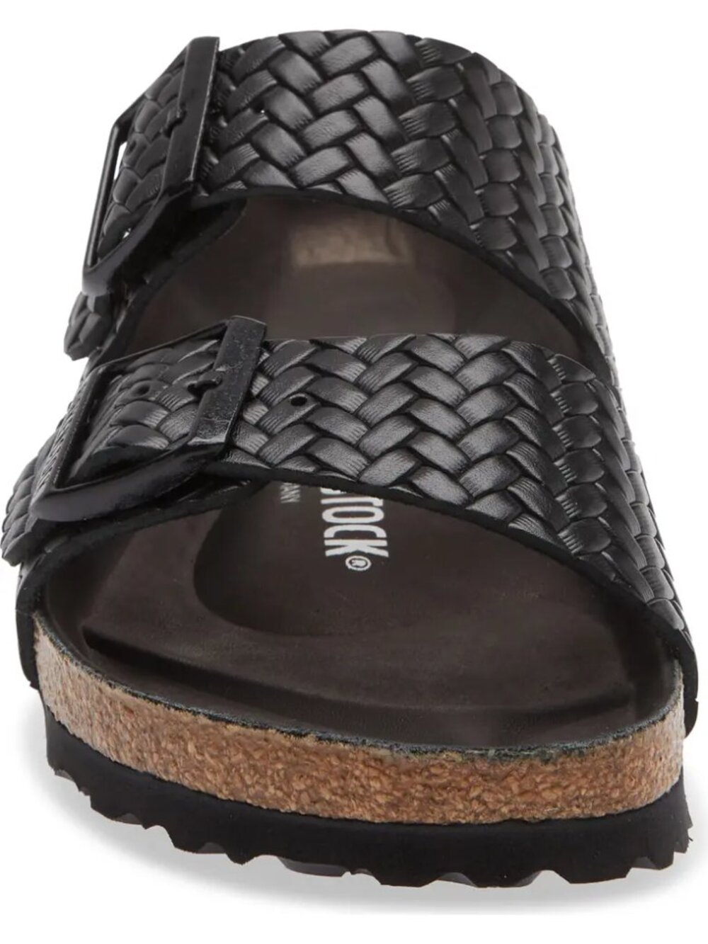 NEW Birkenstock Arizona Woven Embossed Black Leather Sandals 40 Womens 9